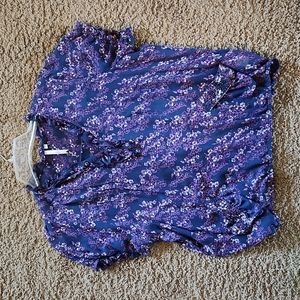 Petticoat Alley navy print silk top size M